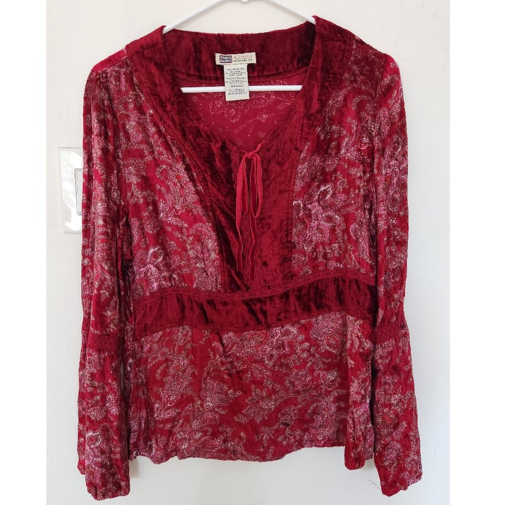 Faded Glory red velour top - Ren Fest, party, boho, relaxing! Sz M 8/10